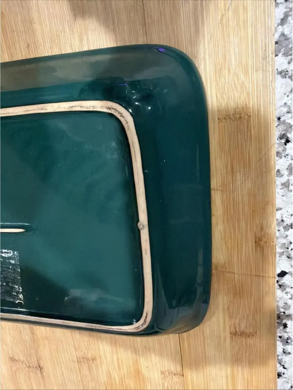 Vintage Embossed Dark Green Casserole Baking Dish 14 X 9” Grapes Fruit Motif *